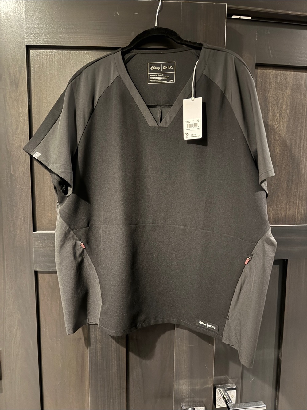 FIGS Disney Black V-Neck Scrub Top XXL